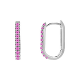 Gemstone Pave Paperclip Huggie Earrings