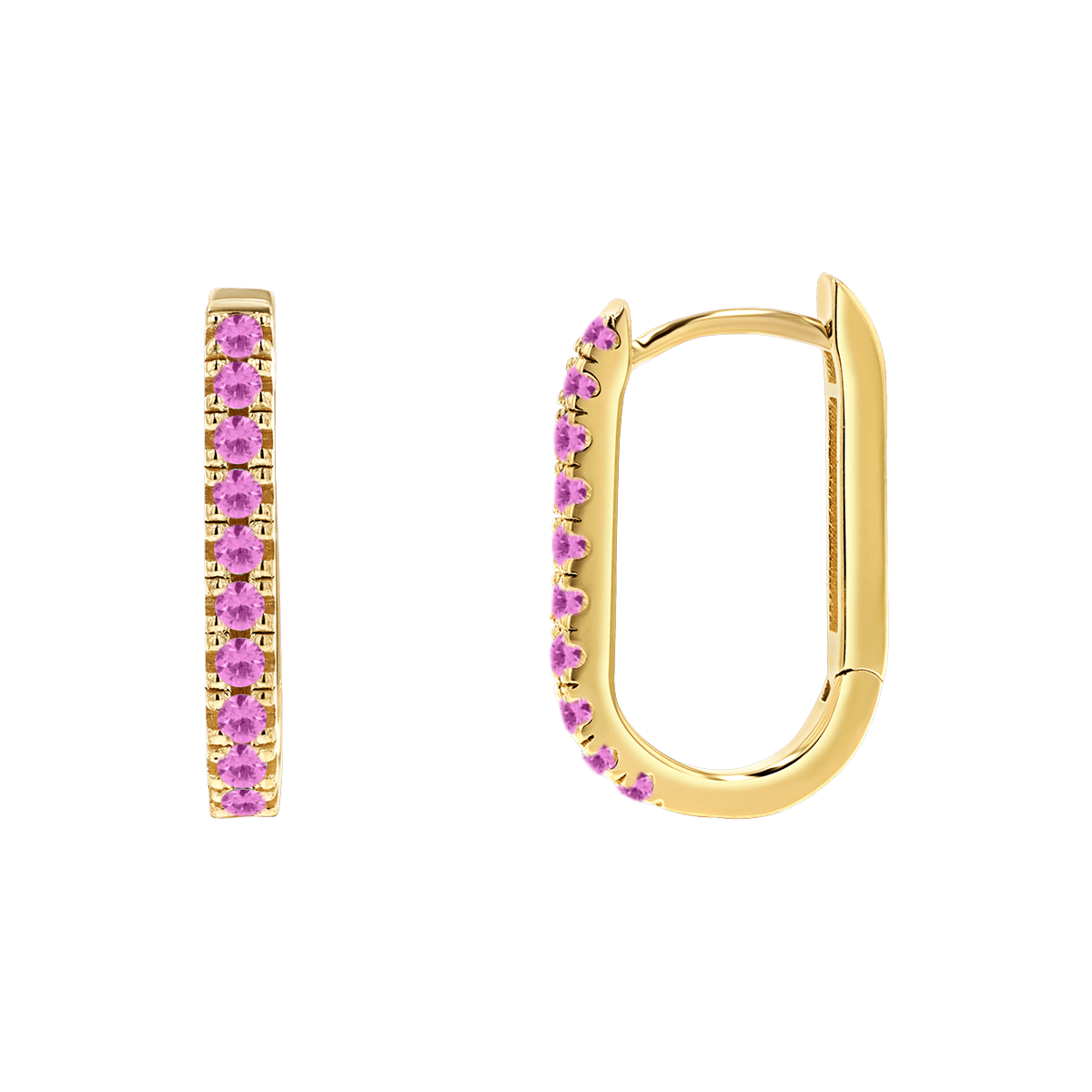 Gemstone Pave Paperclip Huggie Earrings