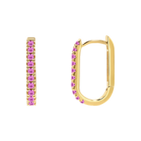 Gemstone Pave Paperclip Huggie Earrings