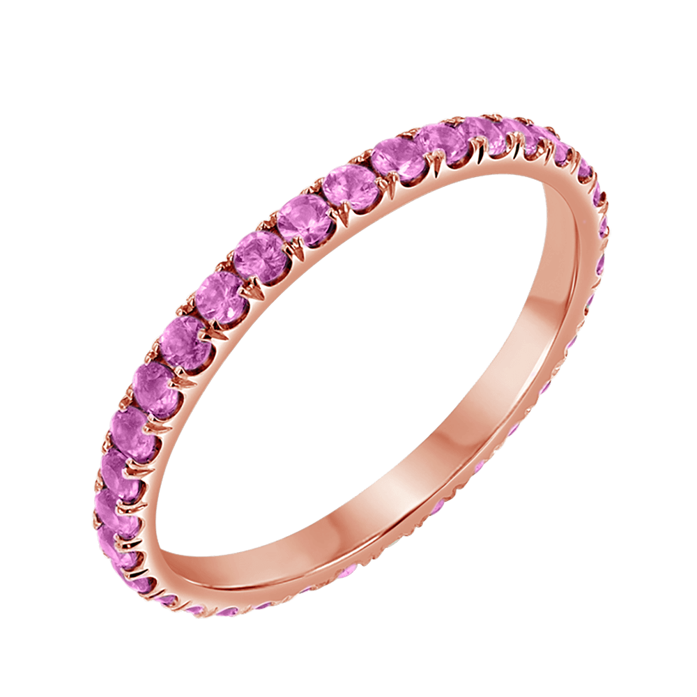 Pink Sapphire U Pave Band