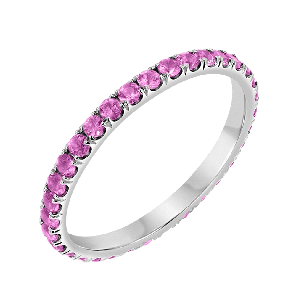 Pink Sapphire U Pave Band