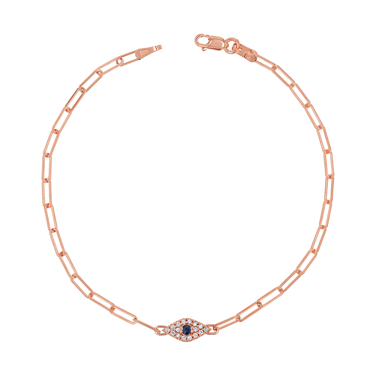 Diamond Evil Eye Paper Clip Bracelet