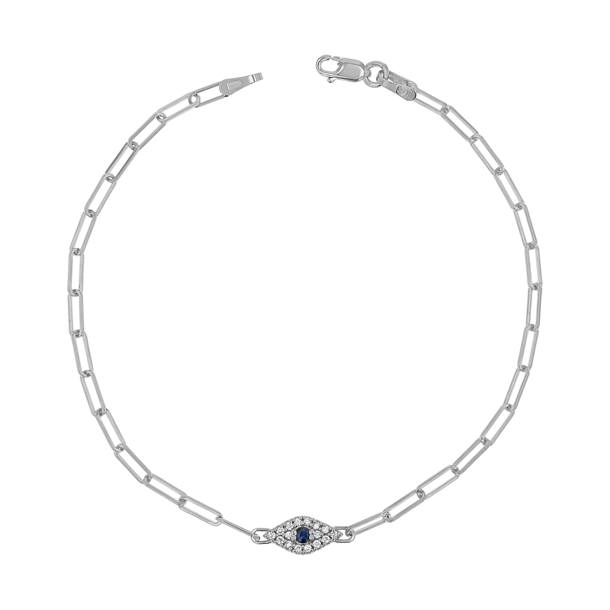 Diamond Evil Eye Paper Clip Bracelet