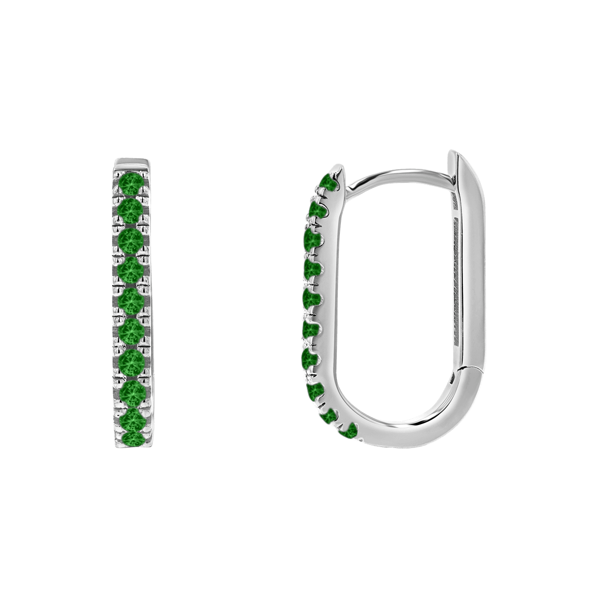 Gemstone Pave Paperclip Huggie Earrings