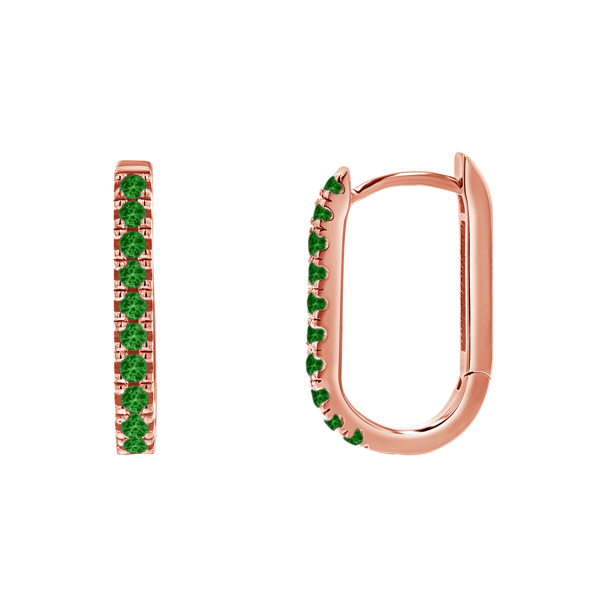 Gemstone Pave Paperclip Huggie Earrings