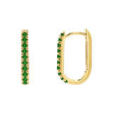Gemstone Pave Paperclip Huggie Earrings