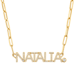 Custom Paper Clip Diamond Name Necklace
