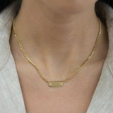 Diamond Beveled ID Cuban Chain Necklace