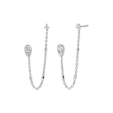 Diamond Pear Chain Duo Stud Earrings