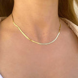 14K Gold Thin Herringbone Necklace 3mm
