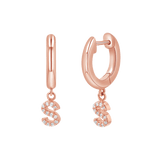 Diamond Initial Charm Drop Huggies