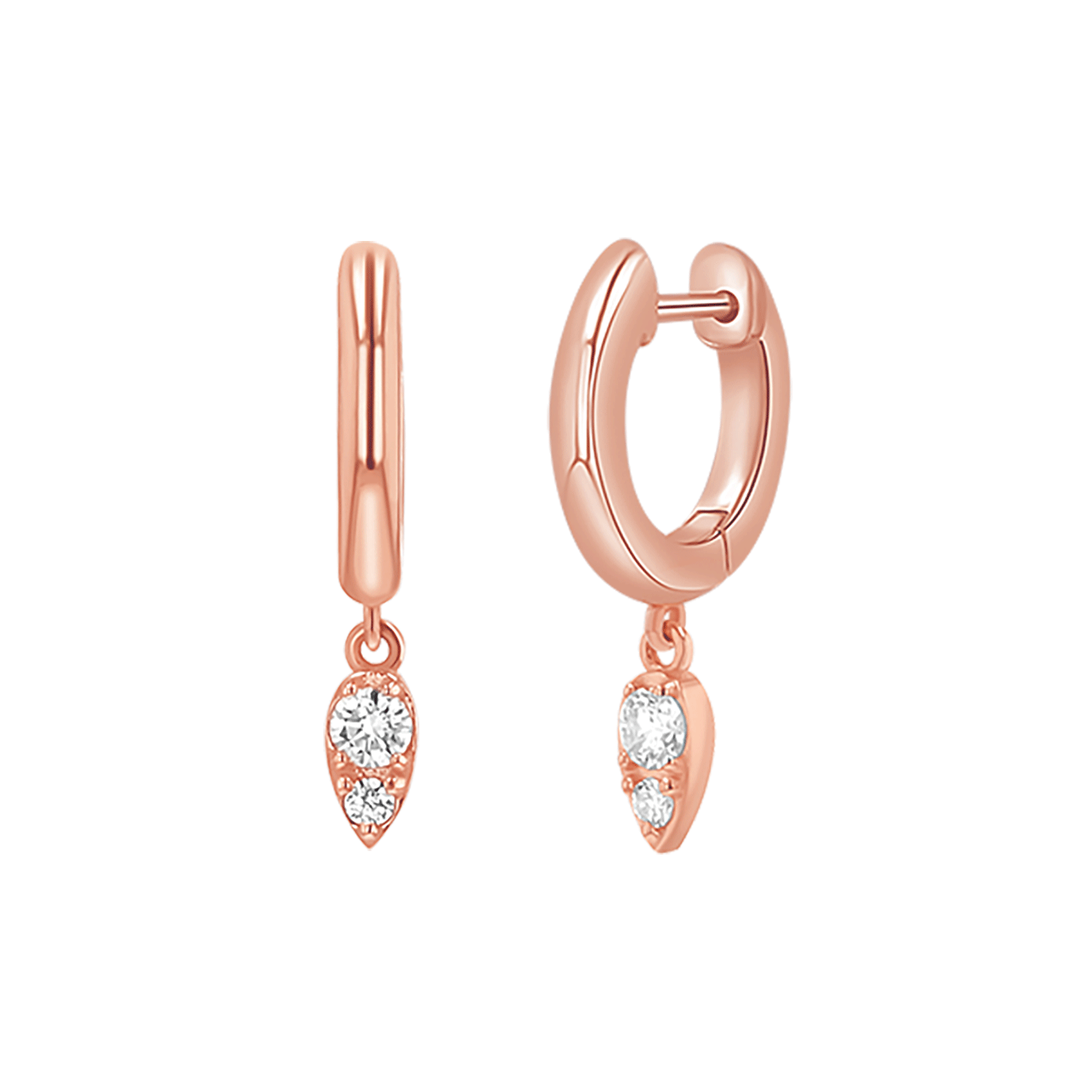 Pear Shaped Diamond Charm Drop Huggies