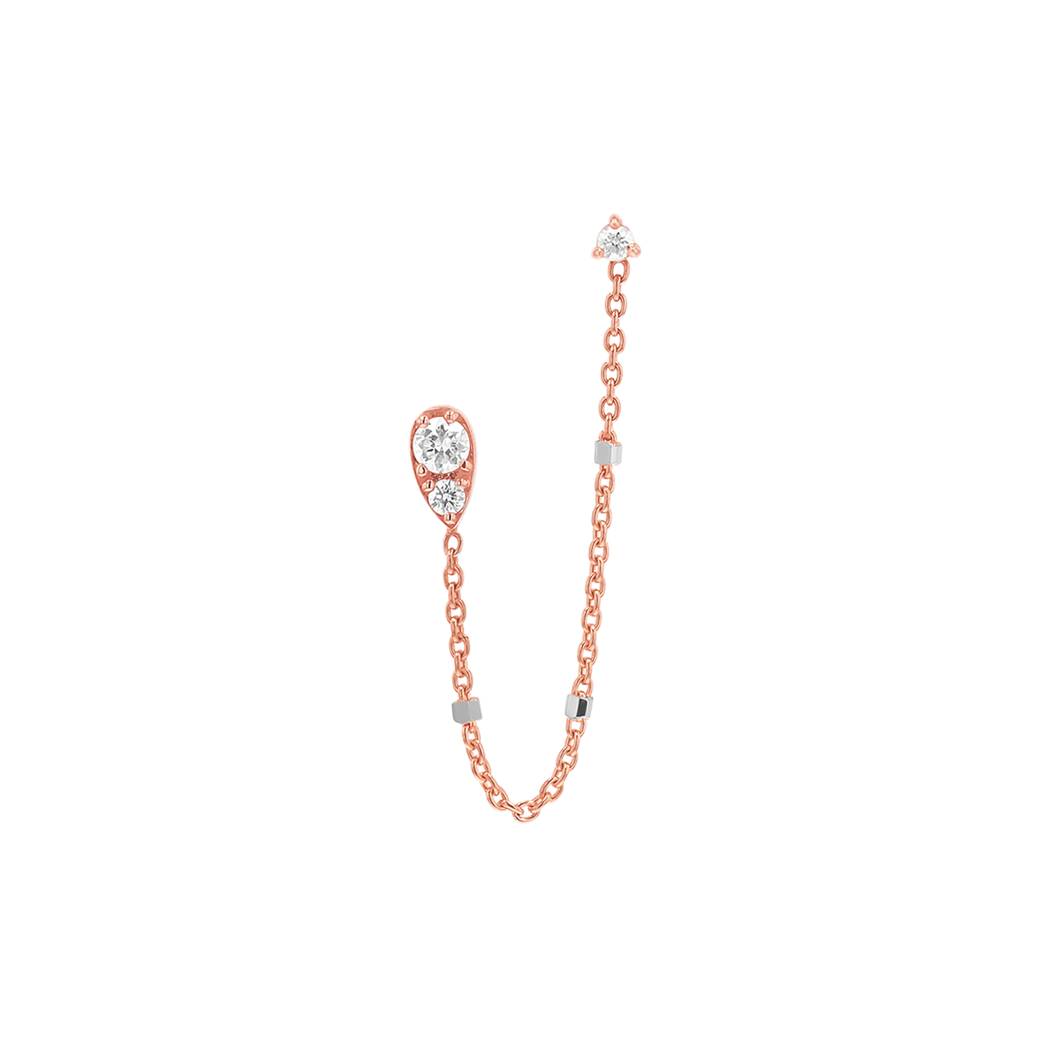 Diamond Pear Chain Duo Stud Earrings