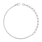 Diamond Cut Rolo & Paper Clip Chain Bracelet
