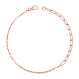 Diamond Cut Rolo & Paper Clip Chain Bracelet