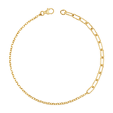 Diamond Cut Rolo & Paper Clip Chain Bracelet