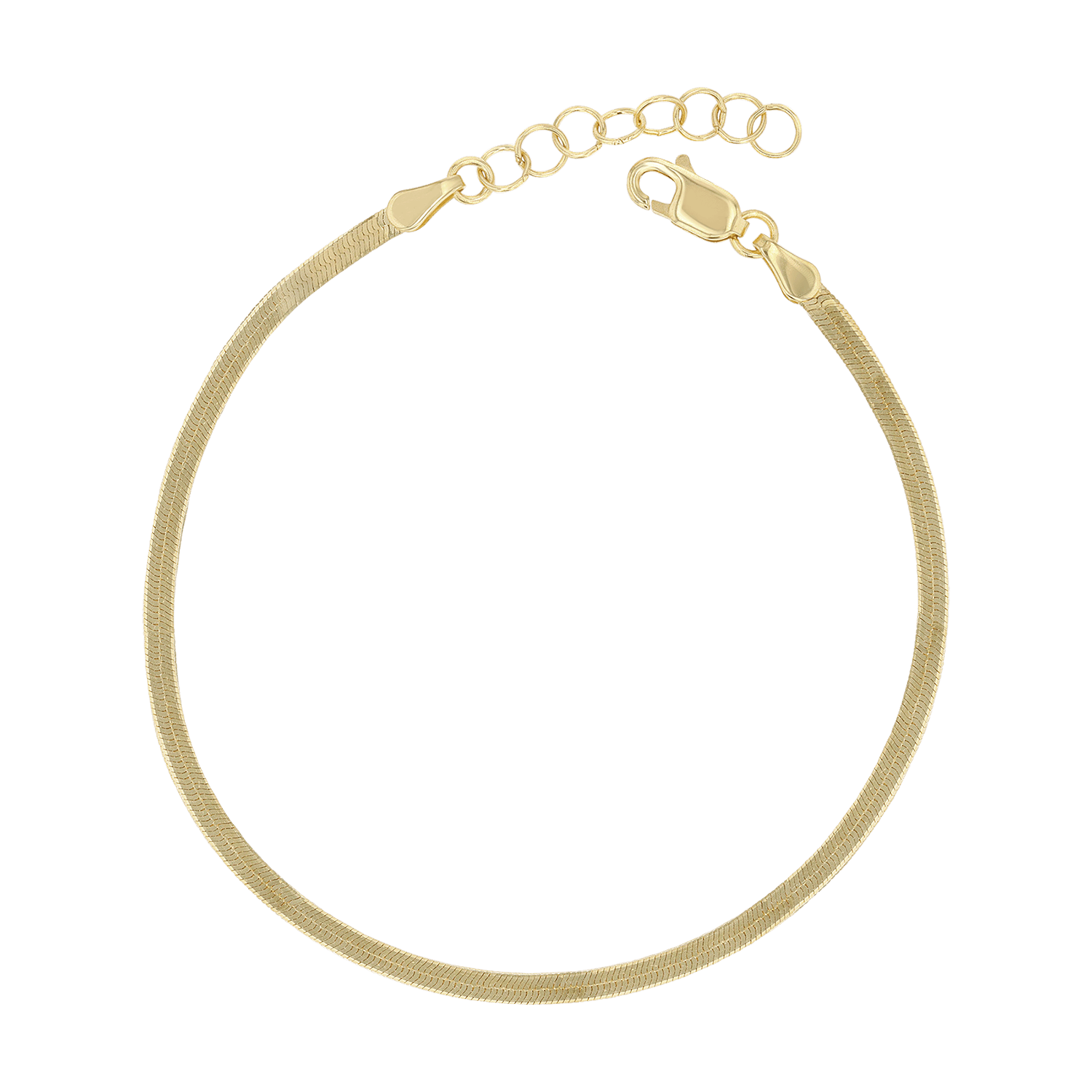 14K Gold Thin Herringbone Bracelet 3mm