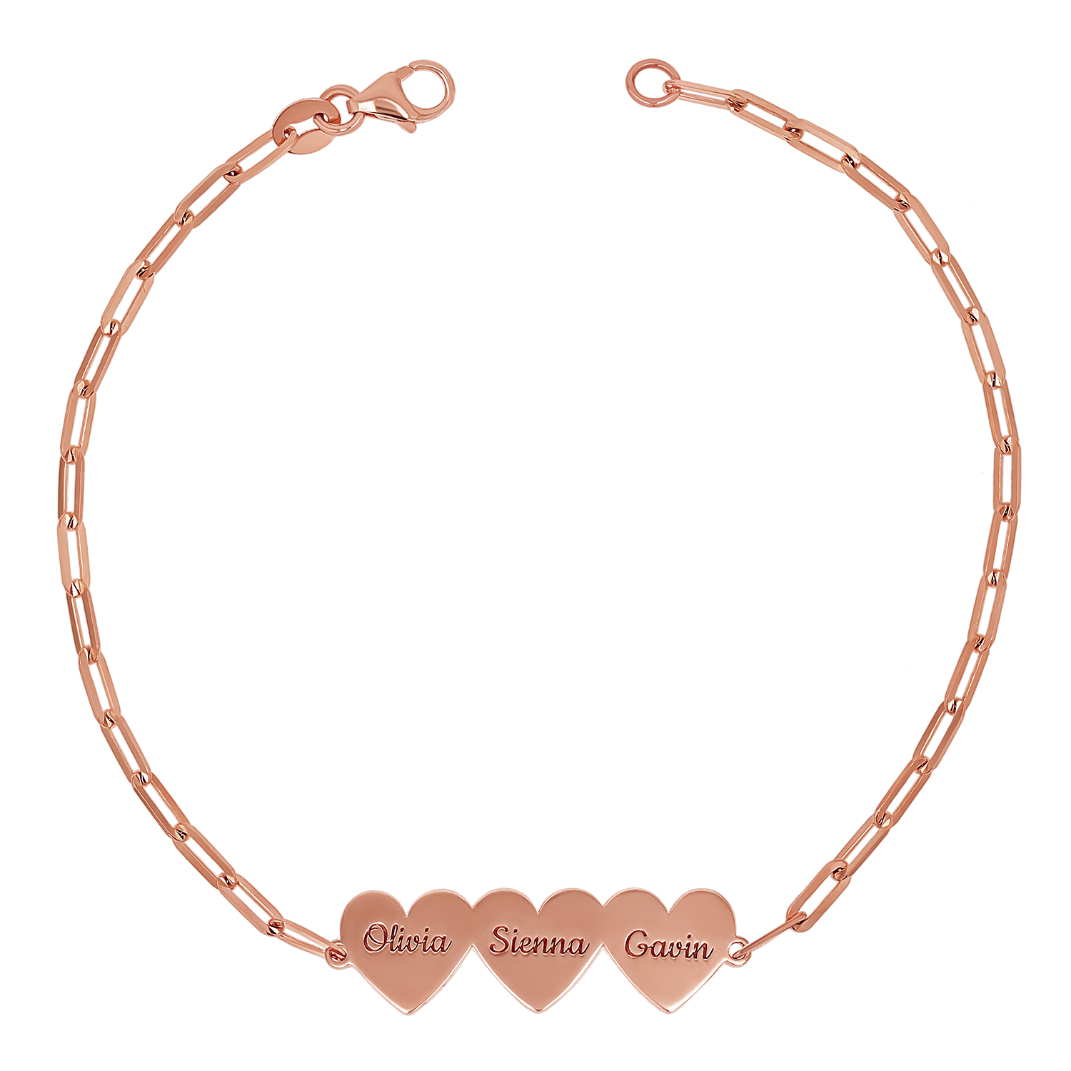 Engravable Multi Heart Paper Clip Bracelet