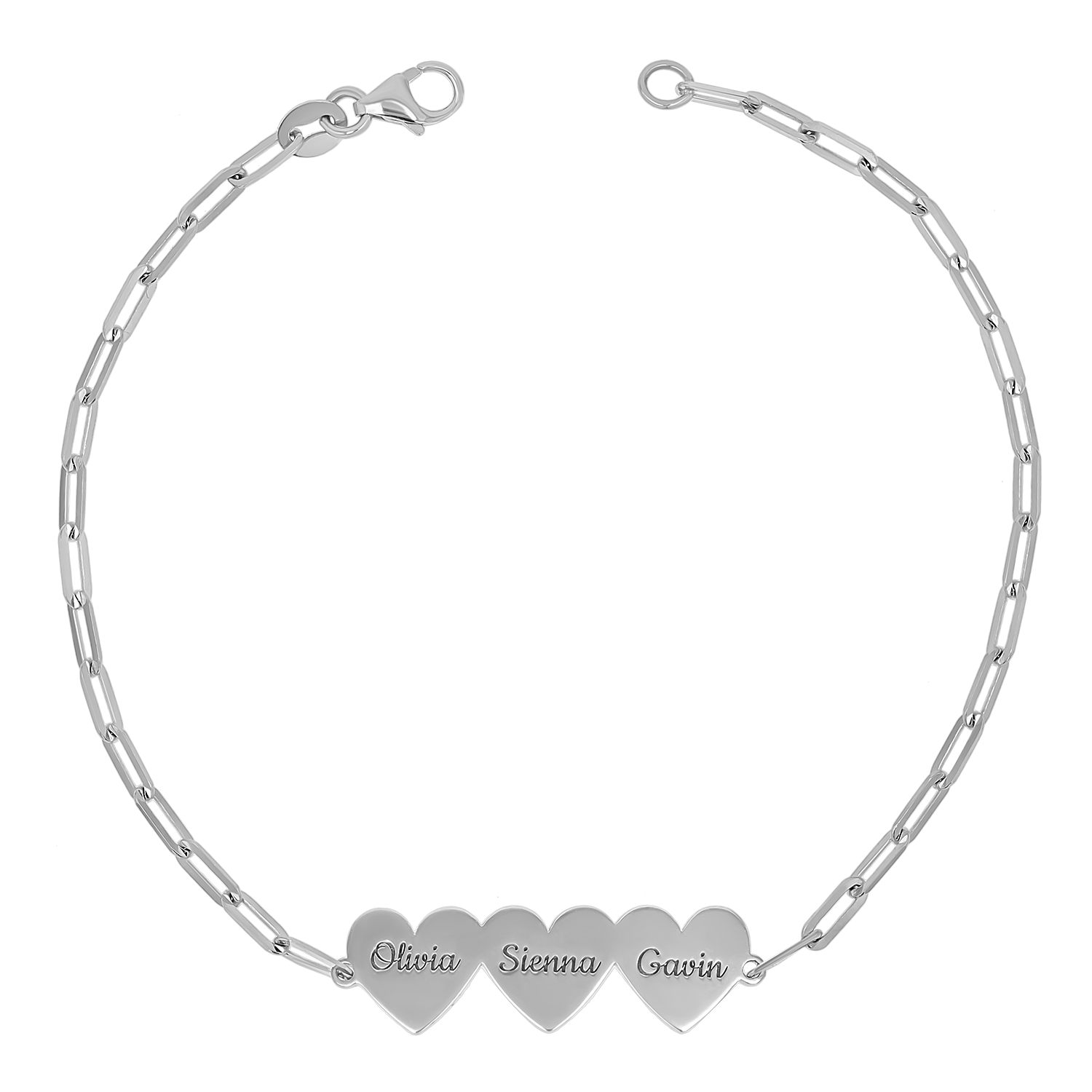 Engravable Multi Heart Paper Clip Bracelet