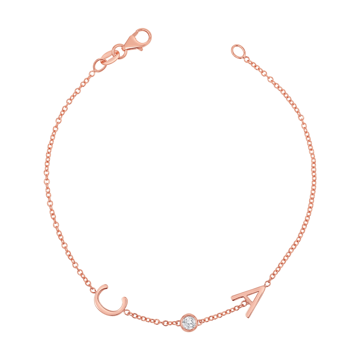 Diamond Bezel Multi Initial Bracelet
