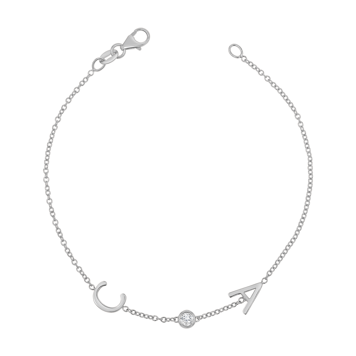 Diamond Bezel Multi Initial Bracelet