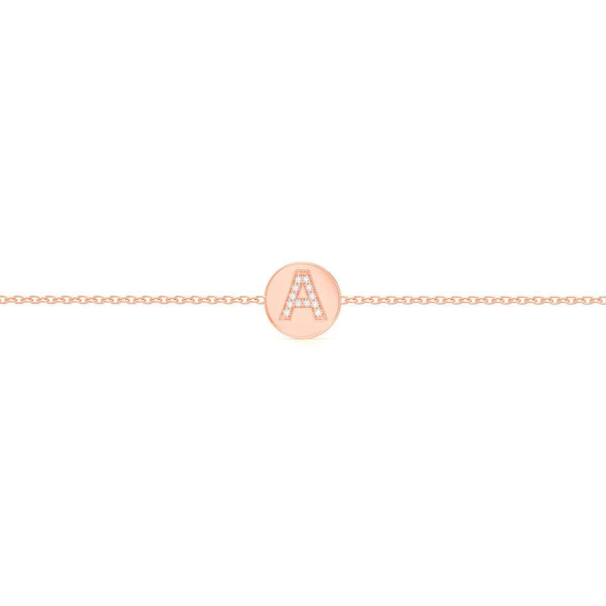 Diamond Initial Coin Bracelet