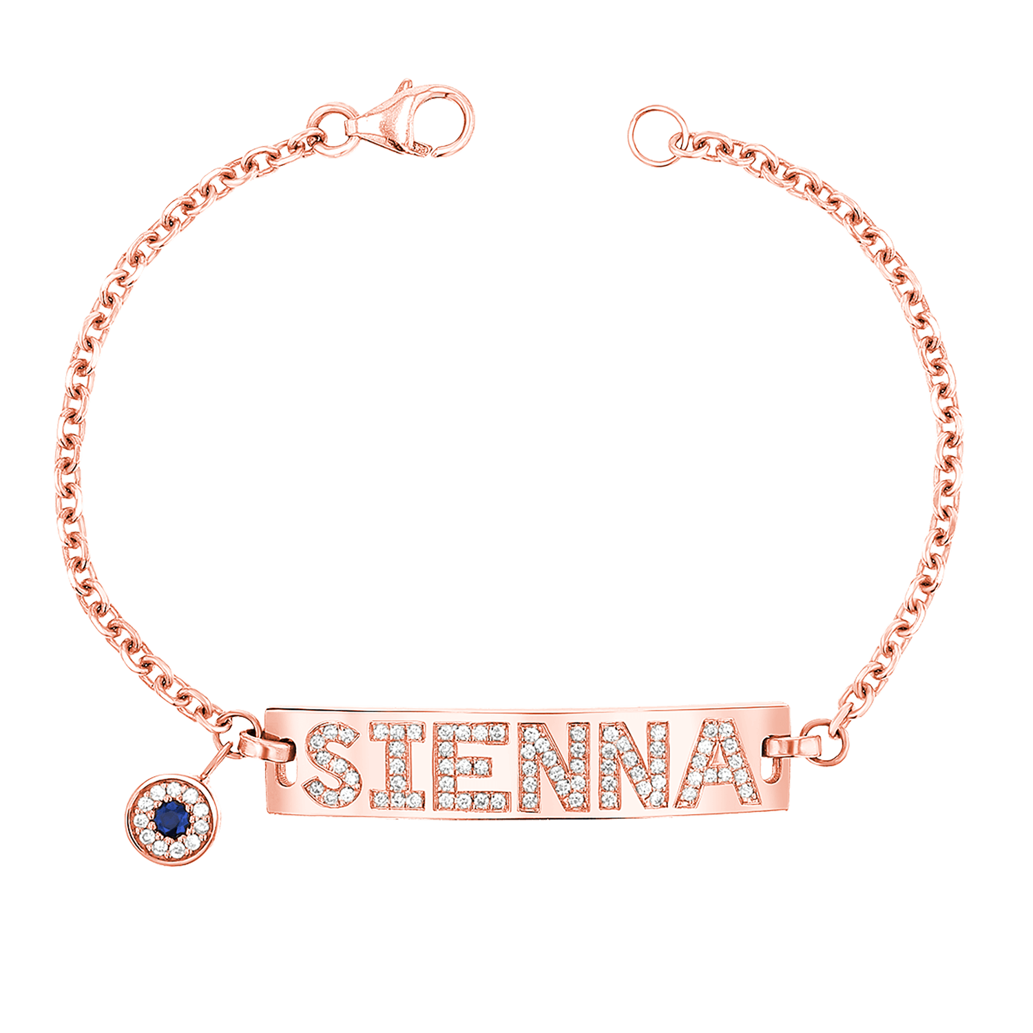 Custom Diamond Bar Bracelet With Evil Eye