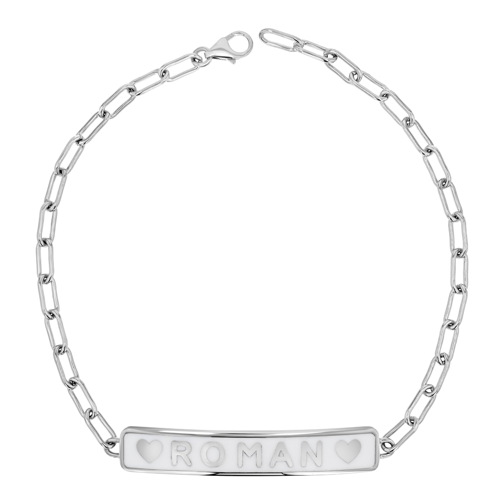 Enamel Heart ID Bracelet