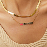 Slash Engravable Necklace with Diamond Accents
