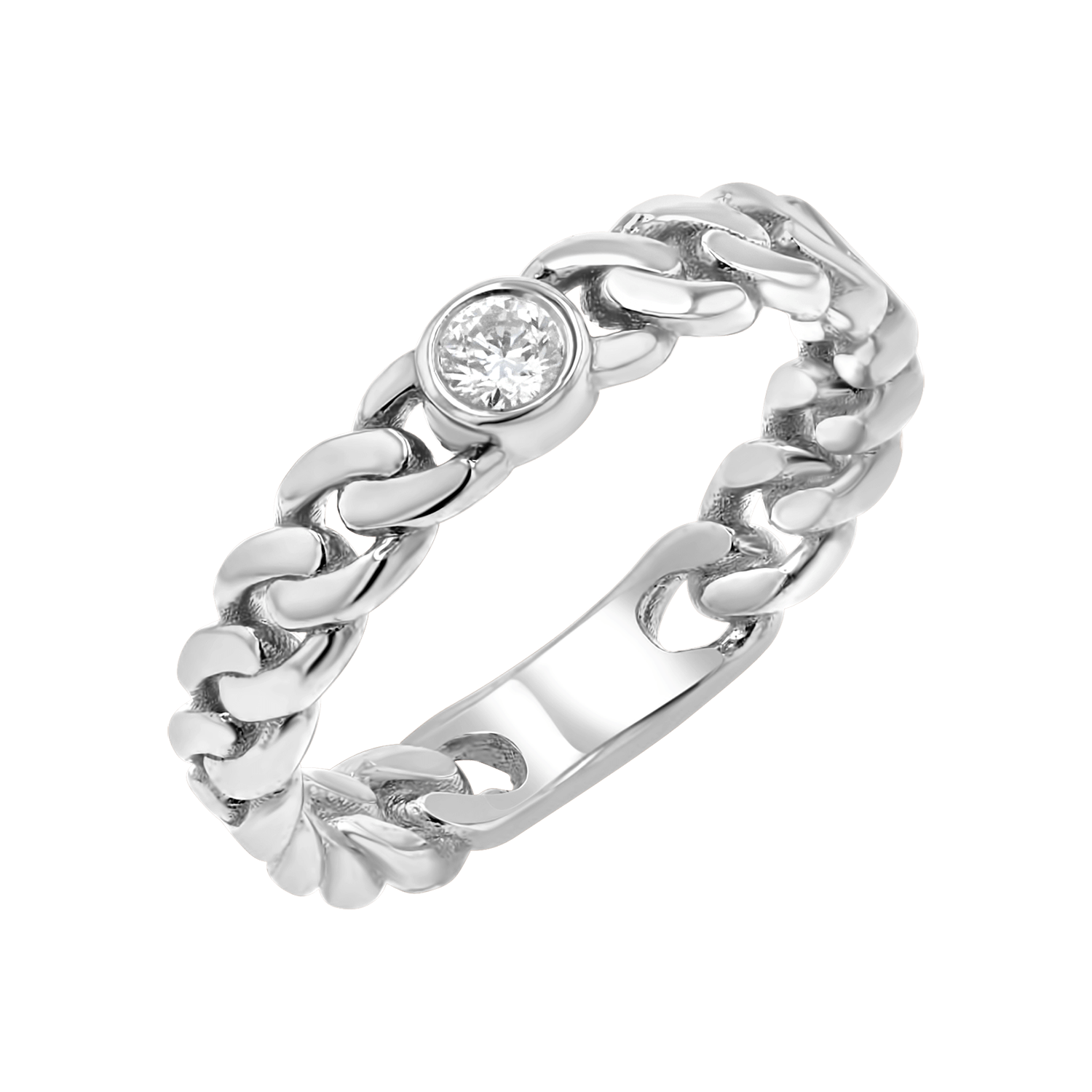 Diamond Solitaire Cuban Link Ring