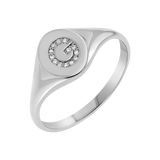 Diamond Signet Initial Letter Ring