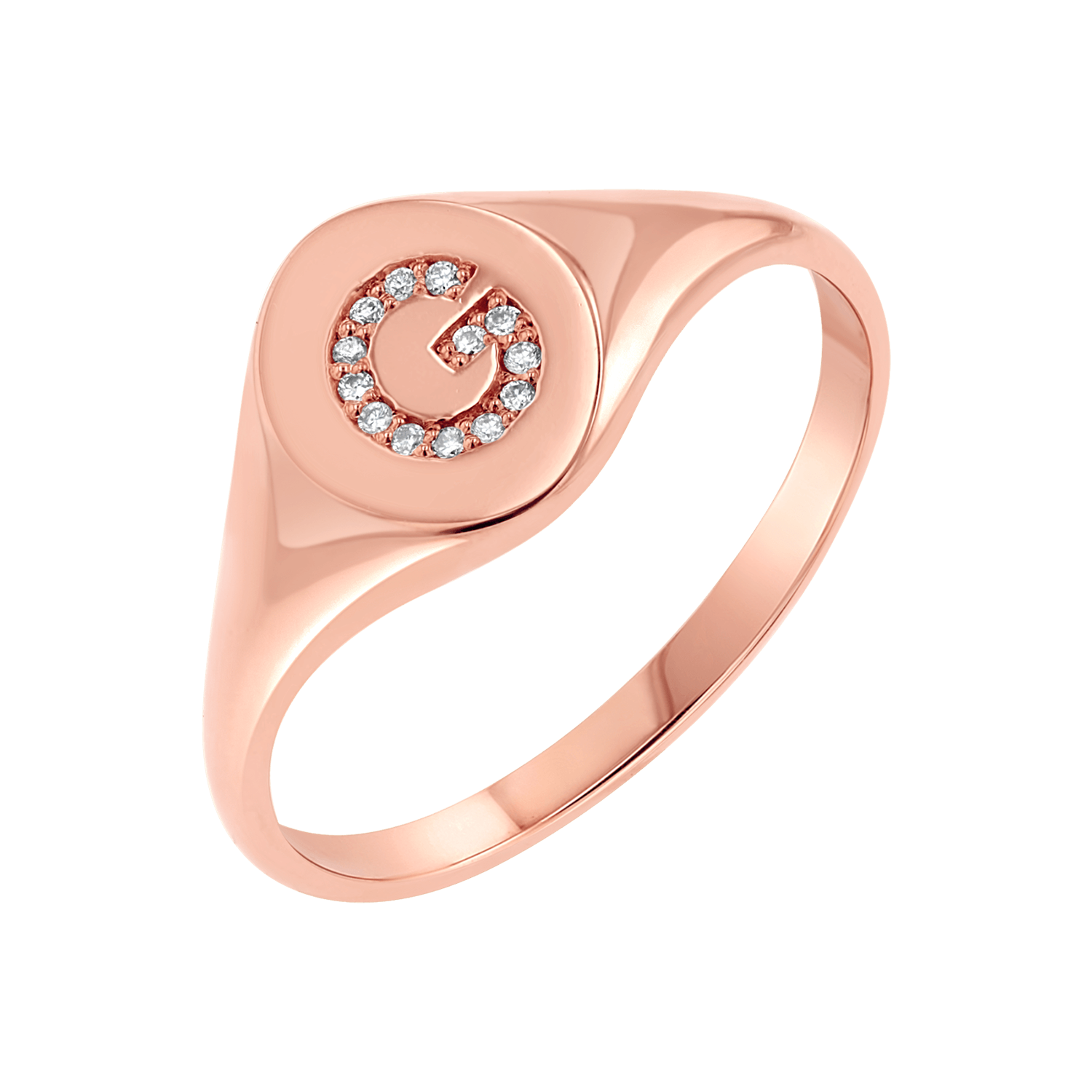 Diamond Signet Initial Letter Ring
