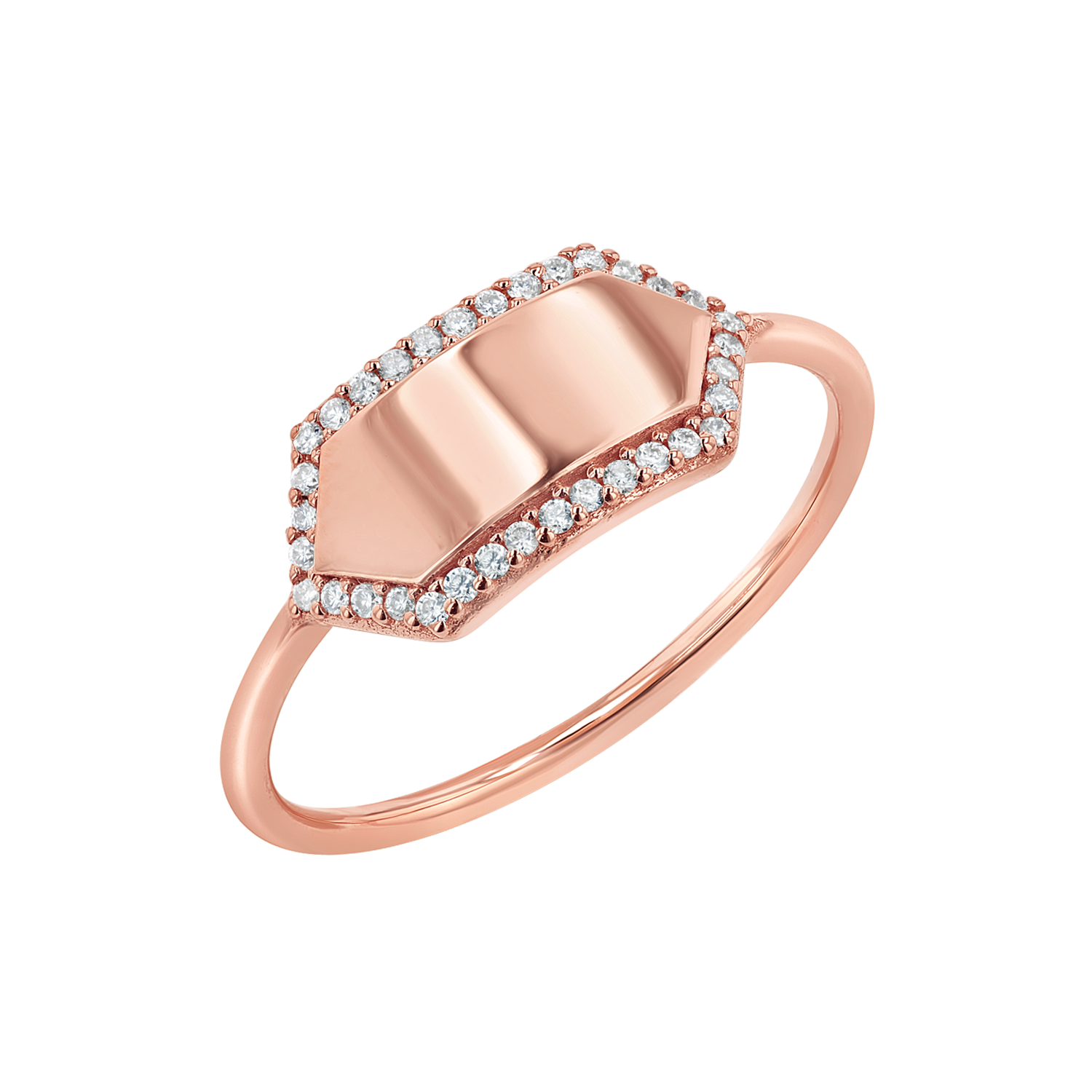 Diamond Hex Engravable Tag Ring