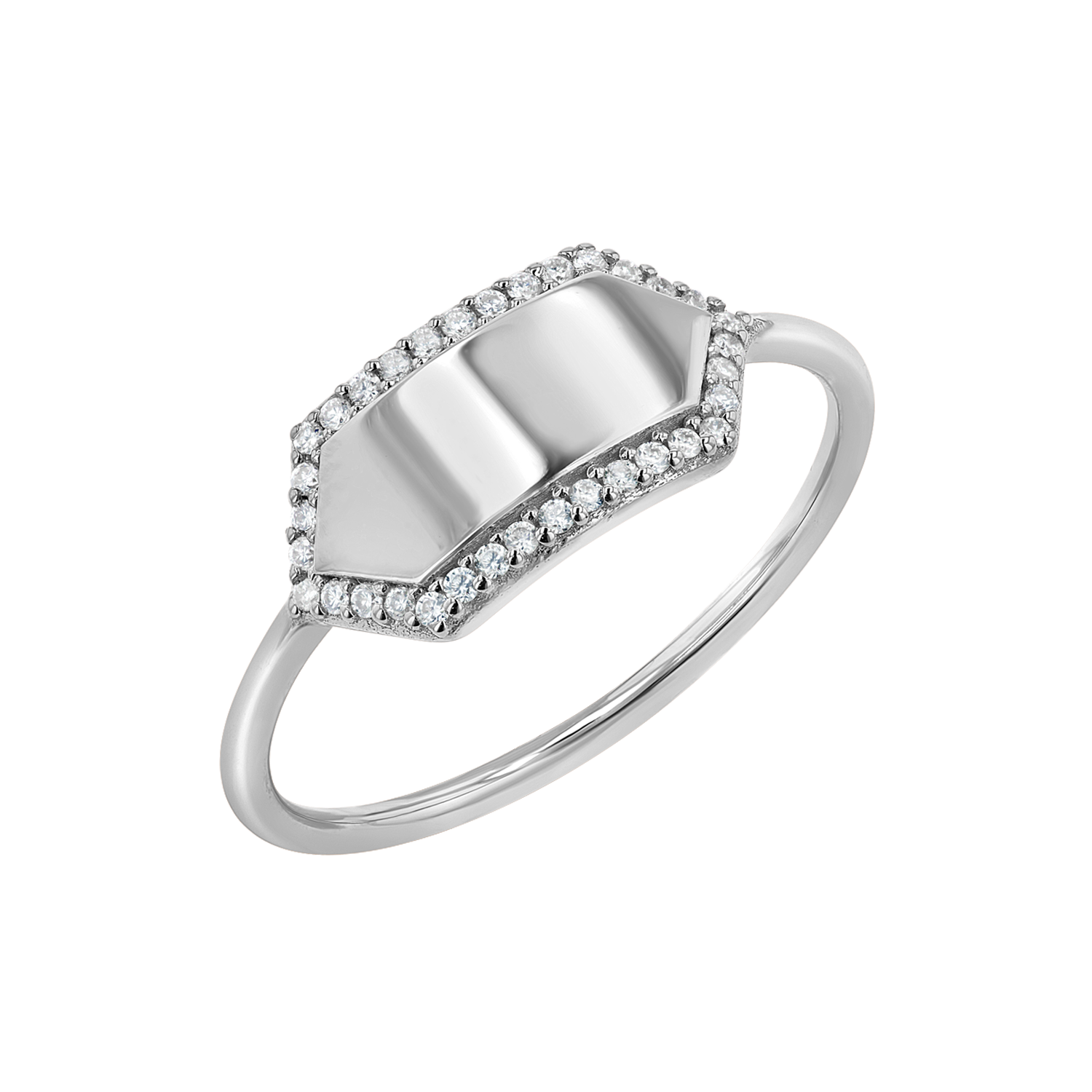 Diamond Hex Engravable Tag Ring