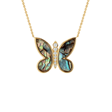Diamond Abalone Inlay Butterfly Necklace