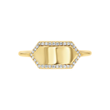 Diamond Hex Engravable Tag Ring