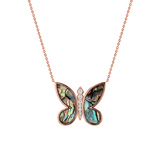 Diamond Abalone Inlay Butterfly Necklace