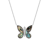 Diamond Abalone Inlay Butterfly Necklace