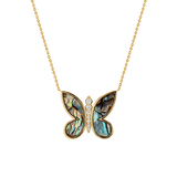 Diamond Abalone Inlay Butterfly Necklace