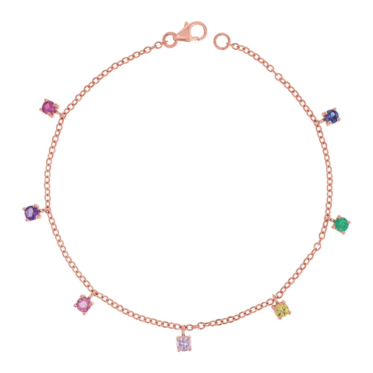 Rainbow Gemstone Drop Bracelet