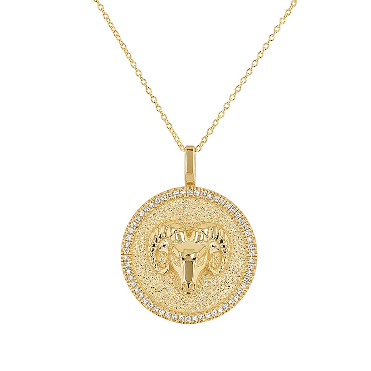 Diamond Zodiac Coin Medallion Necklace