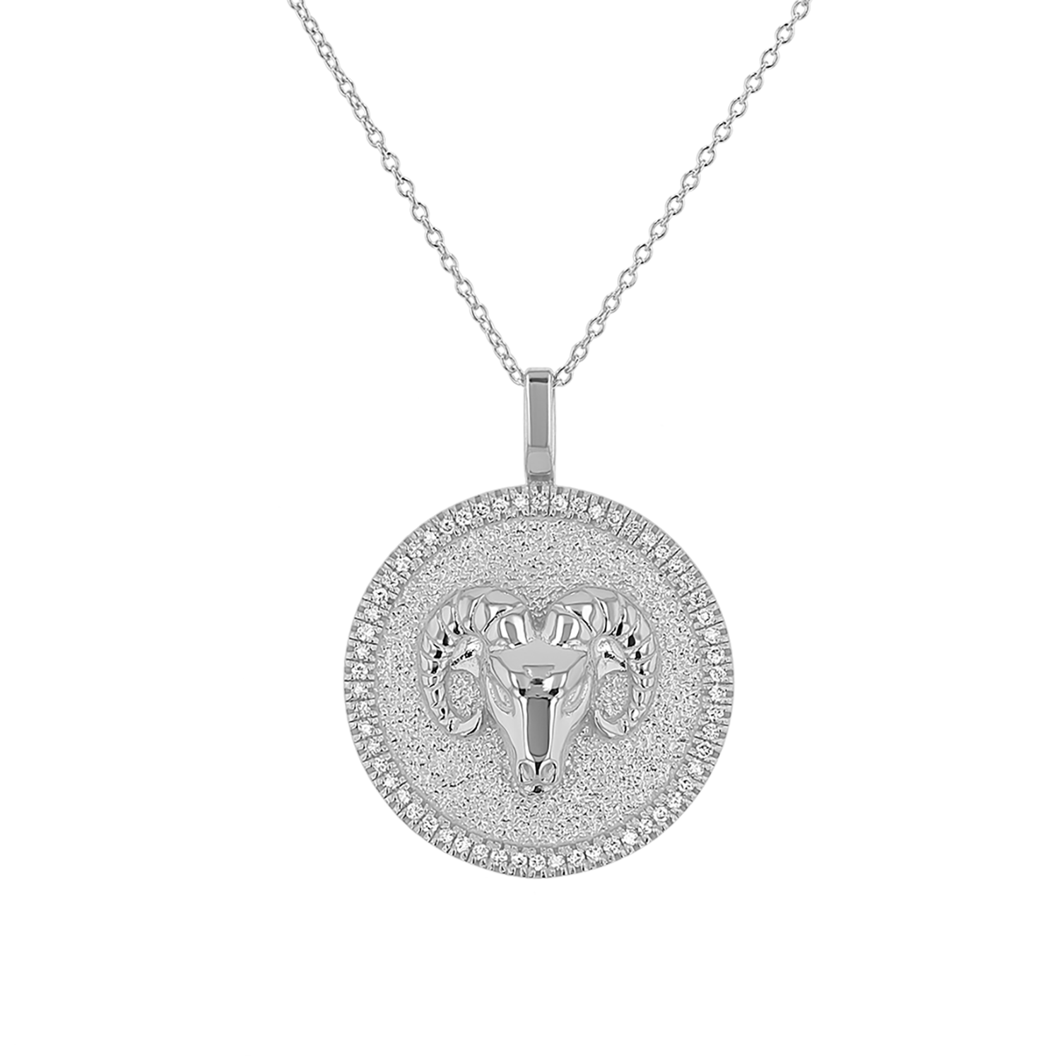 Diamond Zodiac Coin Medallion Necklace