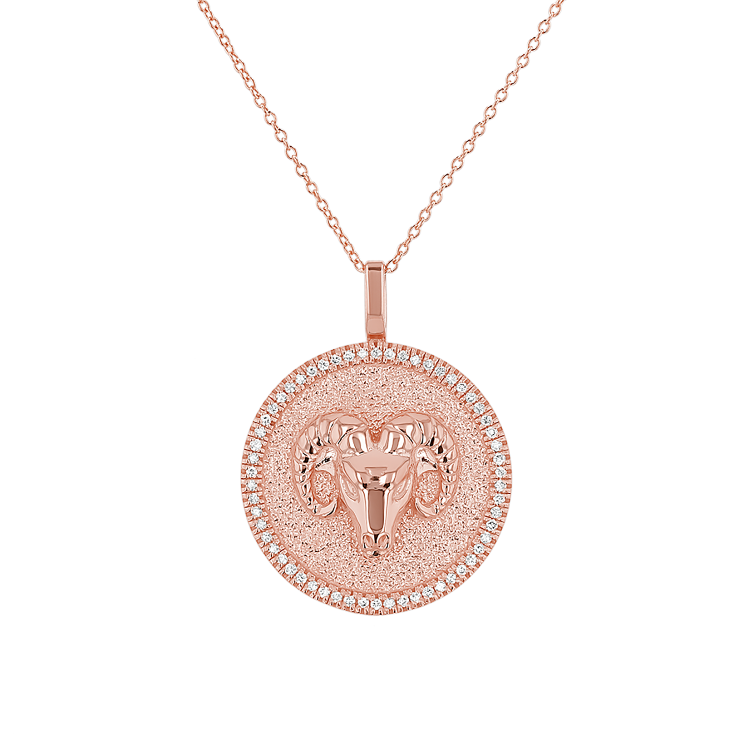 Diamond Zodiac Coin Medallion Necklace
