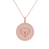 Diamond Zodiac Coin Medallion Necklace