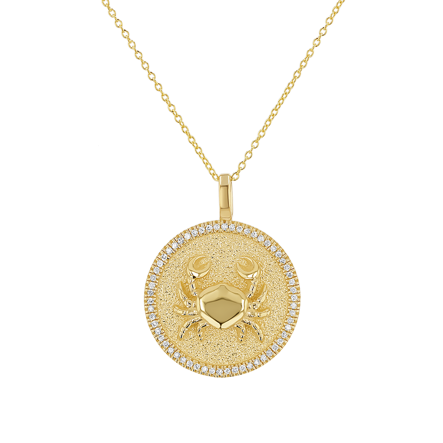 Diamond Zodiac Coin Medallion Necklace