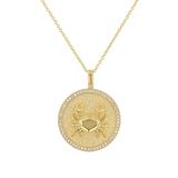 Diamond Zodiac Coin Medallion Necklace