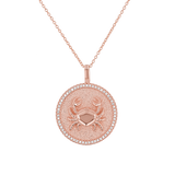 Diamond Zodiac Coin Medallion Necklace