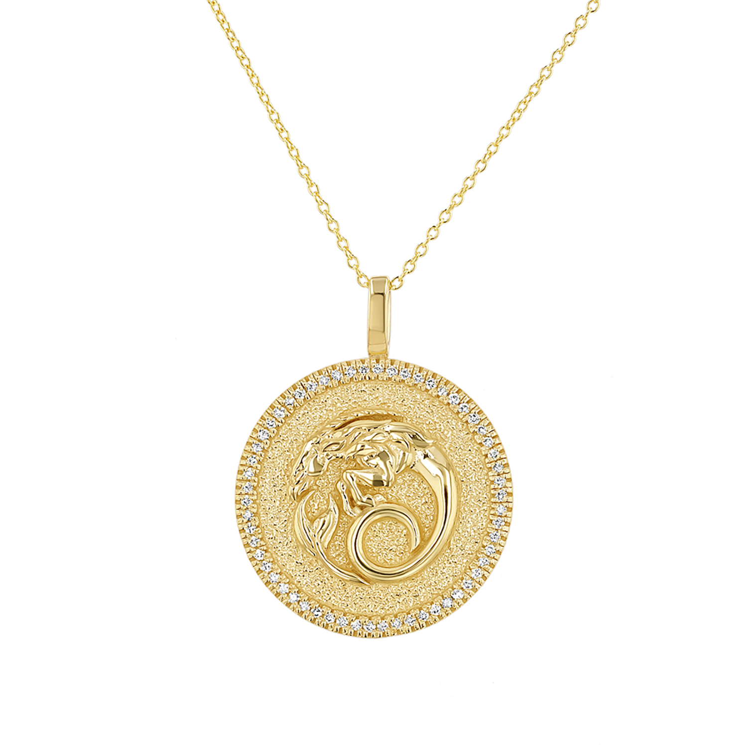 Diamond Zodiac Coin Medallion Necklace