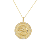 Diamond Zodiac Coin Medallion Necklace