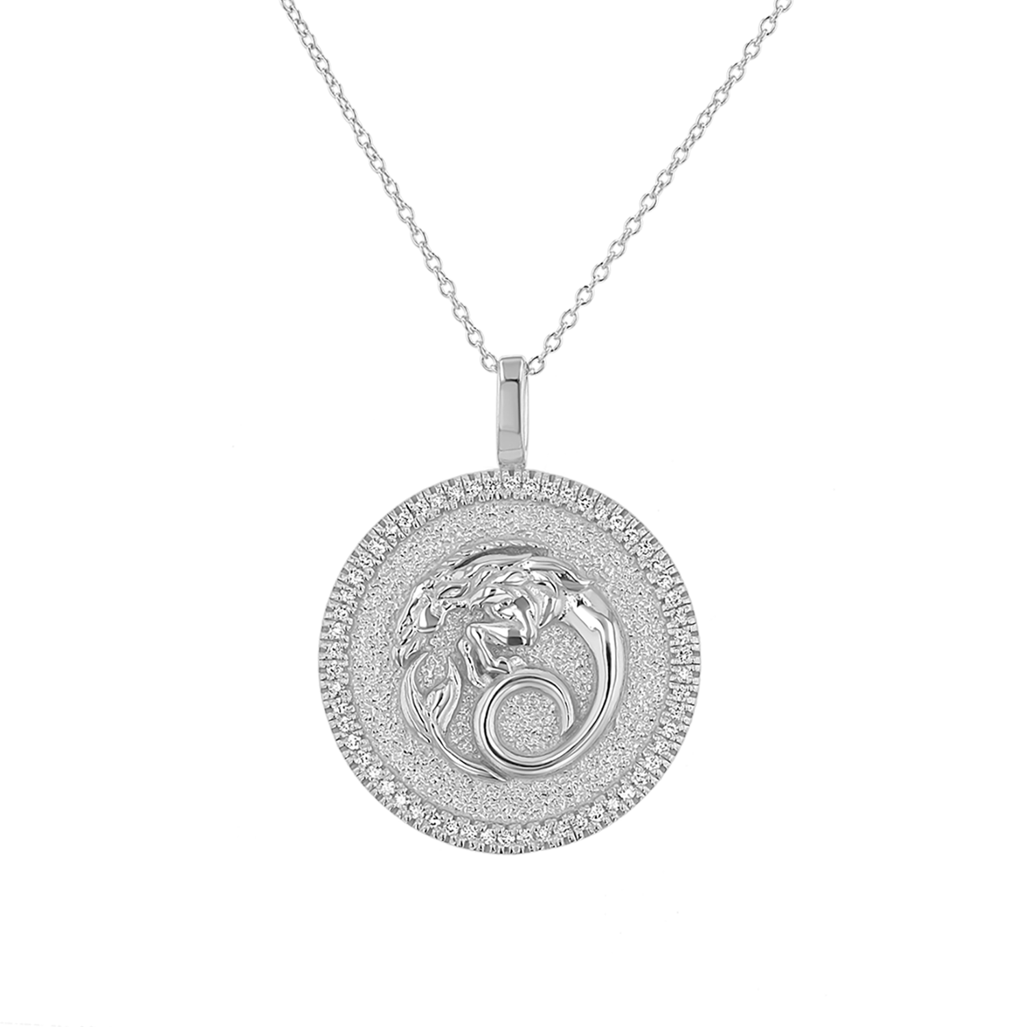 Diamond Zodiac Coin Medallion Necklace